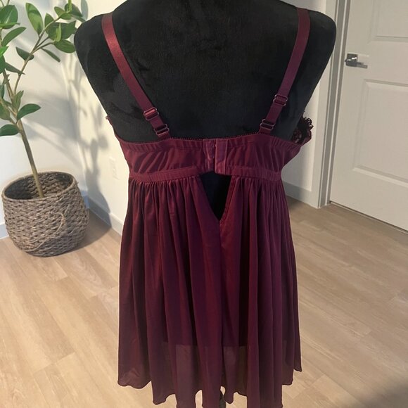 Torrid Burgundy Lingerie Babydoll Sleepwear Sexy Romance Vamp Size 1 - Picture 3 of 8